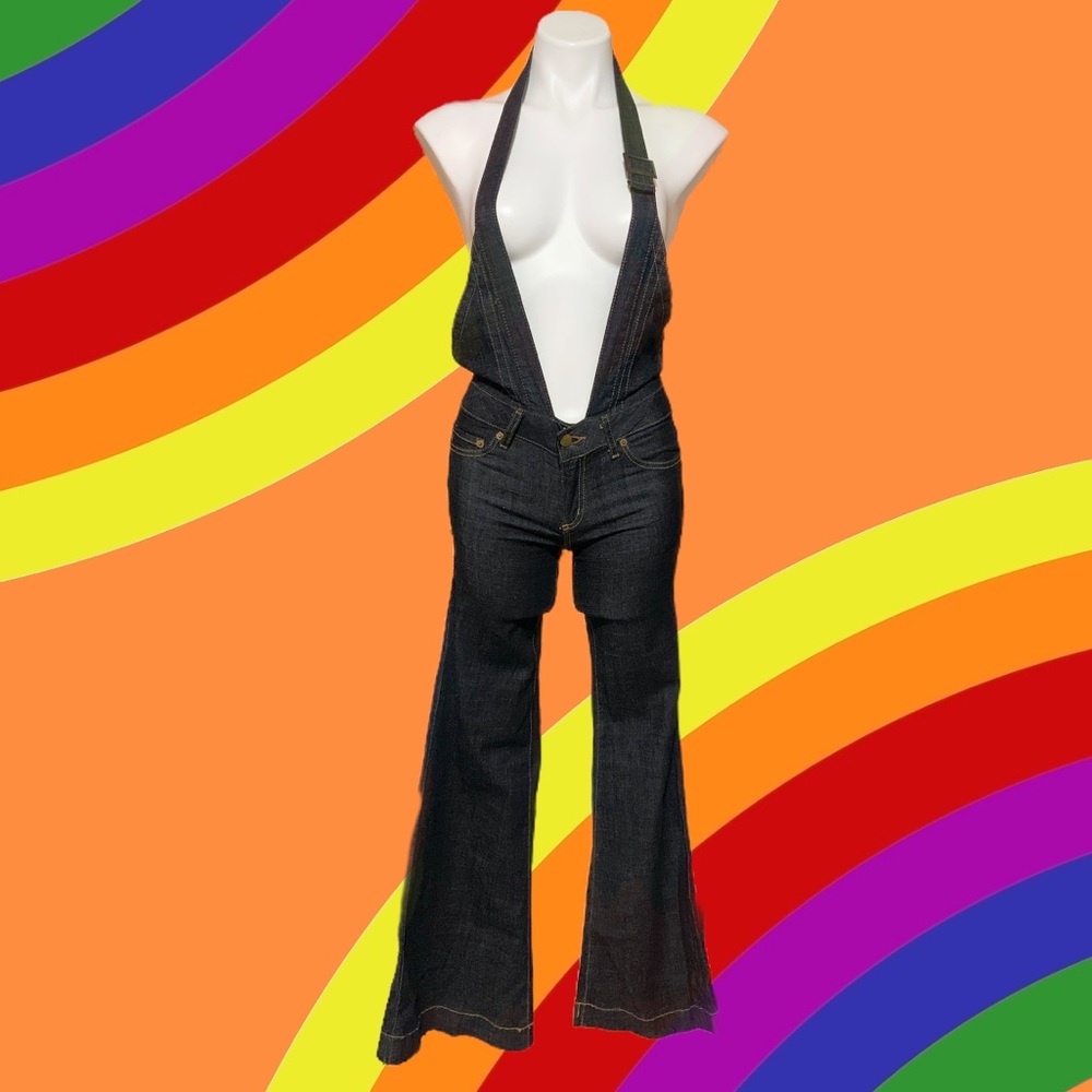 Encore Denim Halter Top Overalls